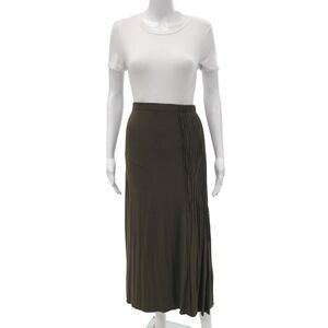 Pure DKNY Womens Pleated Midi Skirt Brown Size L